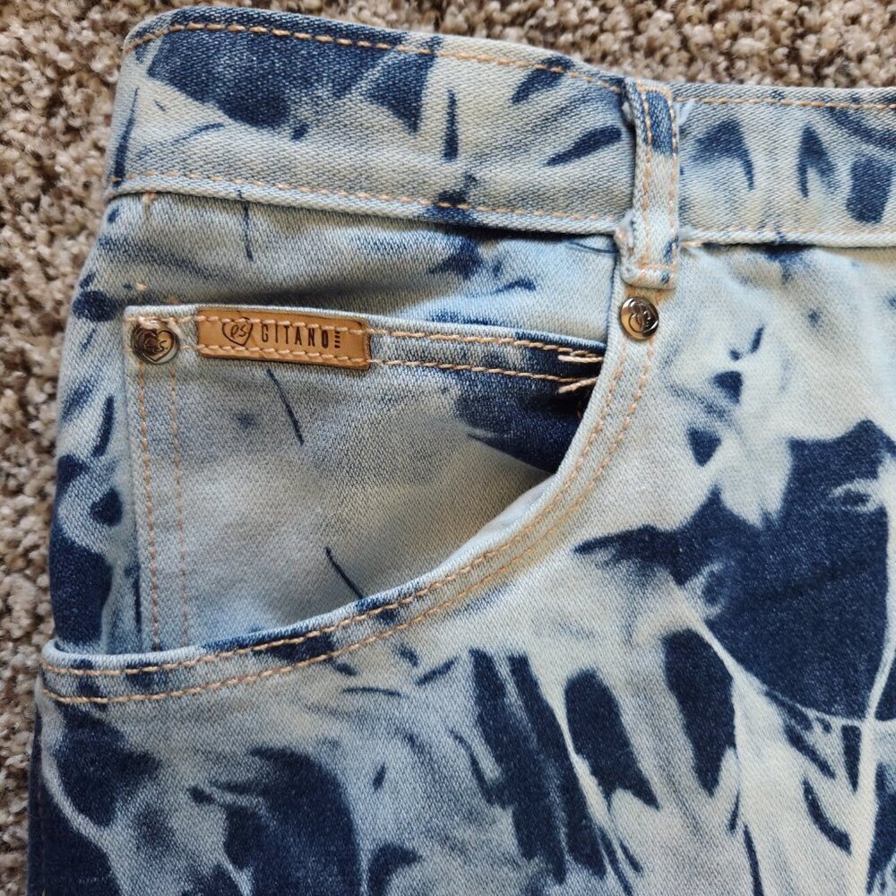 Vintage Gitano Bareback High Rise Jeans 20W Short 32X26 Acid Wash Bleached Denim - Picture 3 of 8
